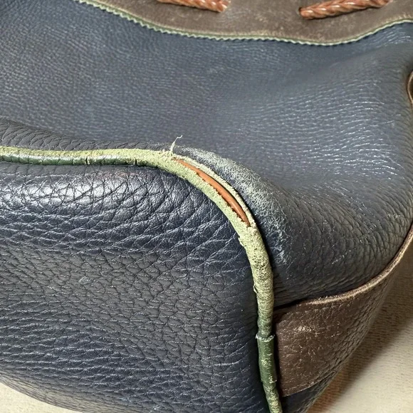 Dooney & Bourke Vintage Navy Pebbled Leather Teton Bucket Drawstring Bag - Picture 16 of 16